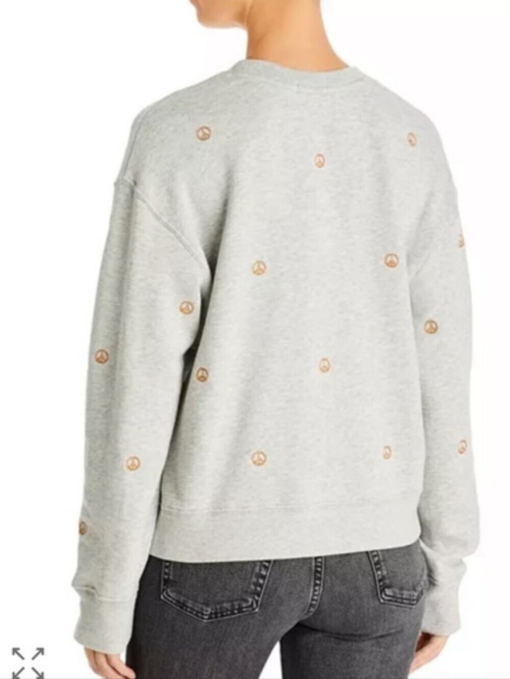 Rails Ramona Embroidered Peace Sign Crewneck Sweatshirt Heather Grey Size Large - Picture 7 of 11